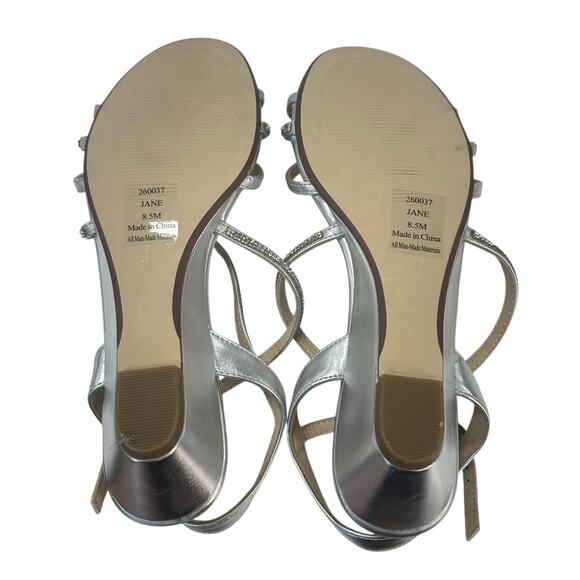 Maripe Silver Rhinestone Strappy Jane Open Toe Wedge Dress Sandals Womens 8.5 - Picture 6 of 7
